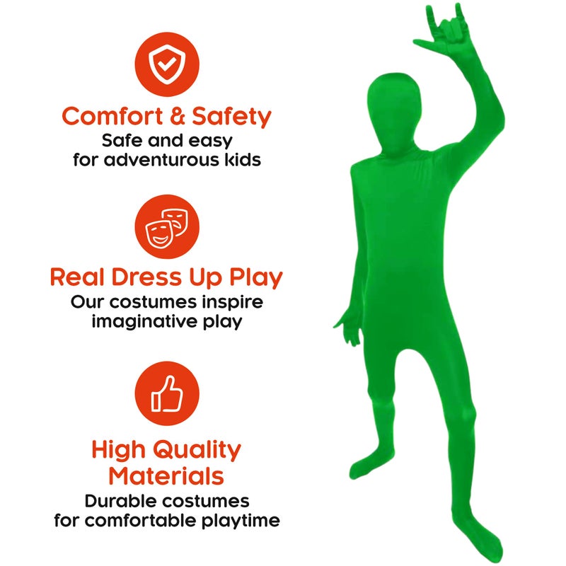 Morphsuits Green Bodysuit Costume for Kids, Green Screen Suit for Kids, Body Suit for Child, Fun Halloween Dress-Up, Medium - Image 3